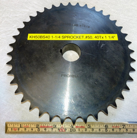 2800-Bensin: Tannhjul, #50, 40T x 1 1/4" boring